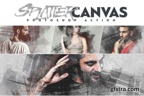 CreativeMarket - Splatter Canvas Photoshop Action 4626349