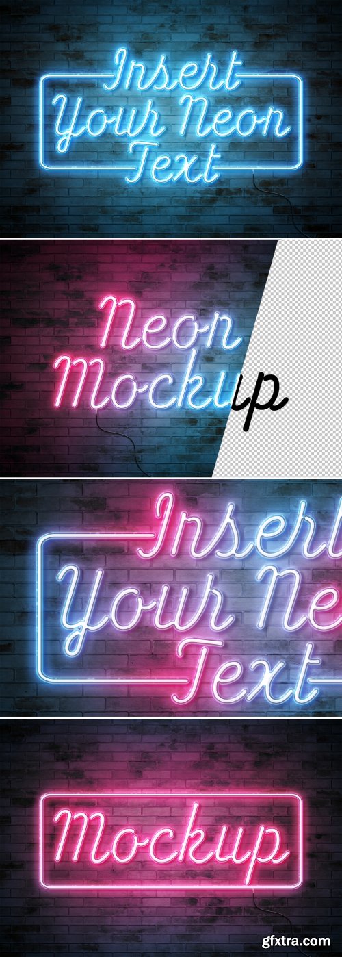 Neon Text Effect on Brick Wall with Wires Mockup 350350694