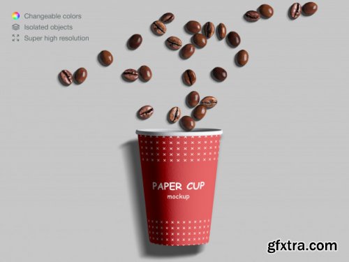 Realistic paper cups mockup