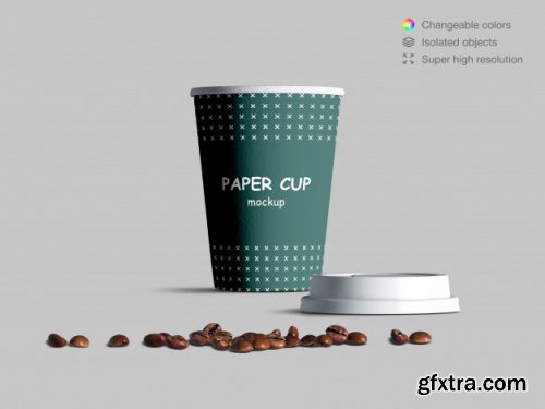 Realistic paper cups mockup