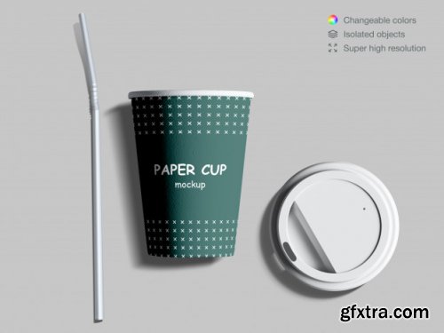 Realistic paper cups mockup