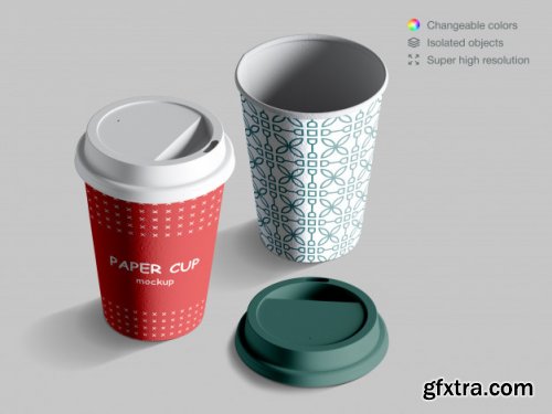 Realistic paper cups mockup