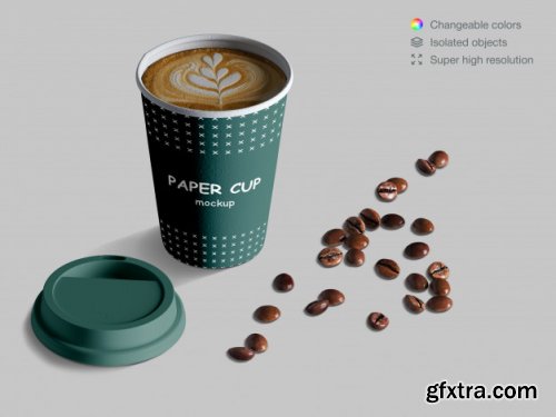 Realistic paper cups mockup