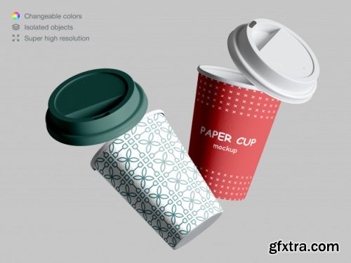 Realistic paper cups mockup