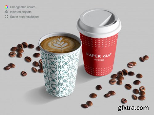 Realistic paper cups mockup