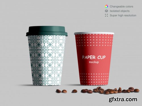 Realistic paper cups mockup