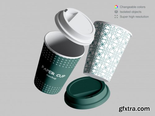 Realistic paper cups mockup