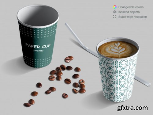 Realistic paper cups mockup