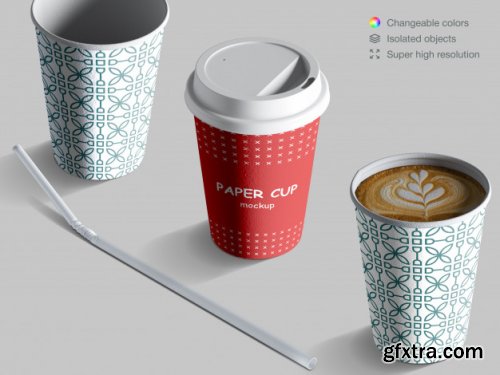 Realistic paper cups mockup