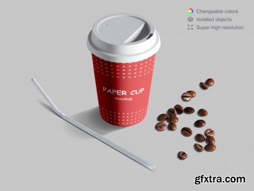 Realistic paper cups mockup