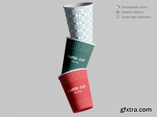 Realistic paper cups mockup