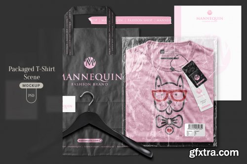 Packaged T-Shirt Branding Scene Mockup