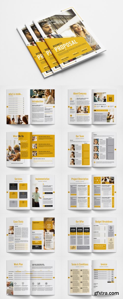 Business Proposal Layout with Orange Accents 351014015