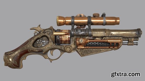 Victory3D / FlippedNormals - Steampunk Gun Game Asset in Blender Tutorial