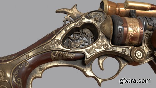 Victory3D / FlippedNormals - Steampunk Gun Game Asset in Blender Tutorial