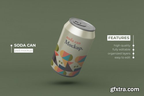 20 Realistic thin metallic soda can mockups design