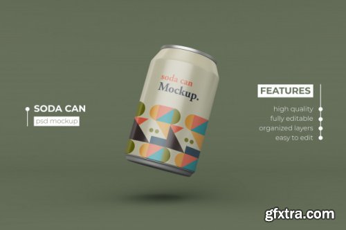 20 Realistic thin metallic soda can mockups design