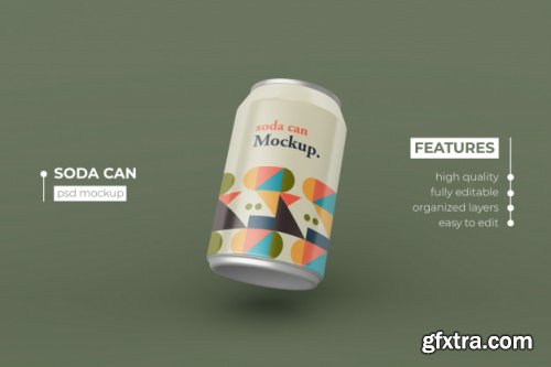 20 Realistic thin metallic soda can mockups design