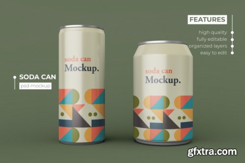 20 Realistic thin metallic soda can mockups design