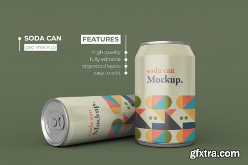 20 Realistic thin metallic soda can mockups design