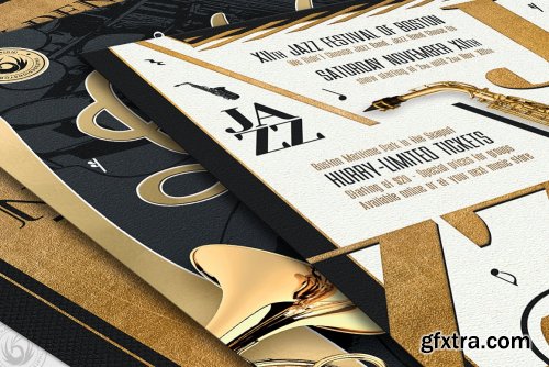 CreativeMarket - Golden Jazz Flyer Bundle 4980753