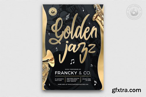 CreativeMarket - Golden Jazz Flyer Bundle 4980753