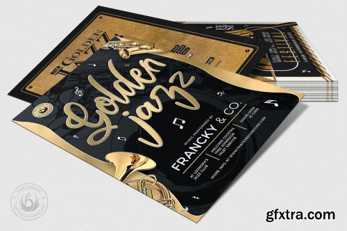 CreativeMarket - Golden Jazz Flyer Bundle 4980753