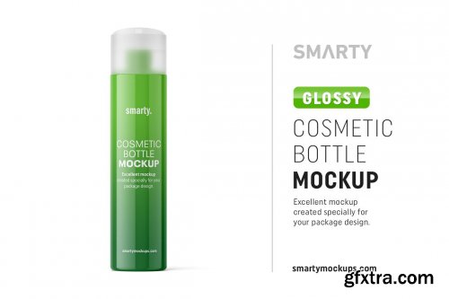 CreativeMarket - Glossy cosmetic bottle mockup 4850655