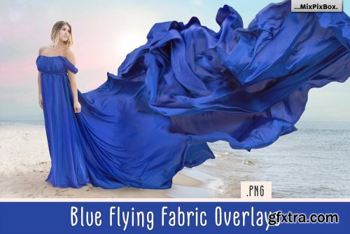 CreativeMarket - Blue Flying Fabric Overlays 5013308