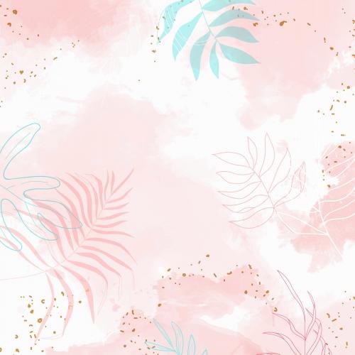 Pink leafy watercolor background vector - 1222732