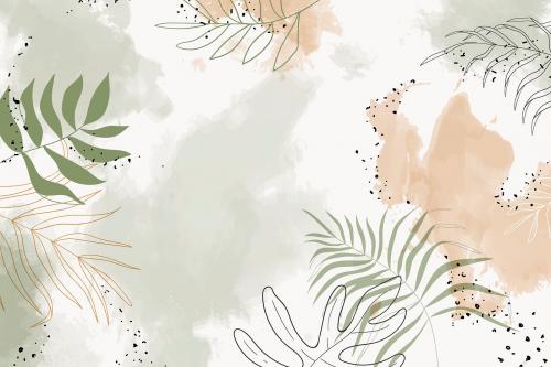 Beige leafy watercolor background vector - 1222773