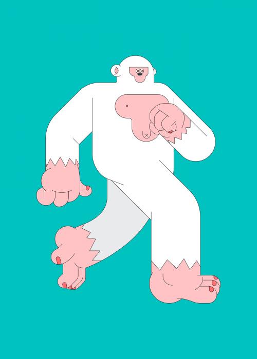 Yeti Halloween character on green background vector - 1223025