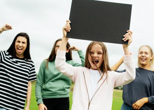 Group of angry female activists is protesting - 525795