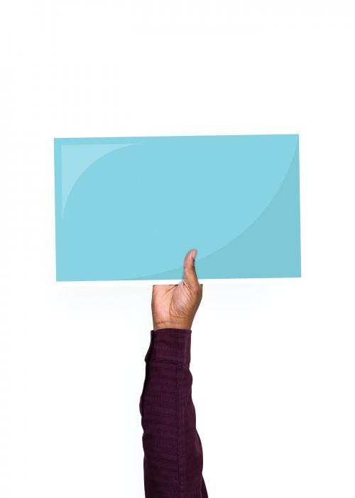 Hand holding a blank cardboard prop - 526223