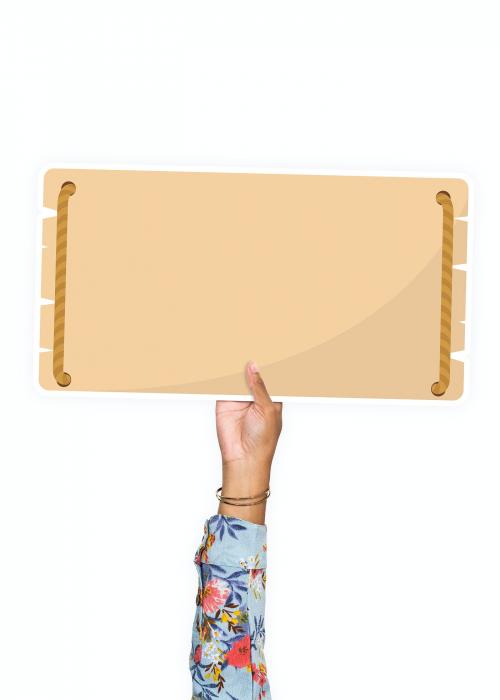 Hand holding a blank signage cardboard prop - 526348