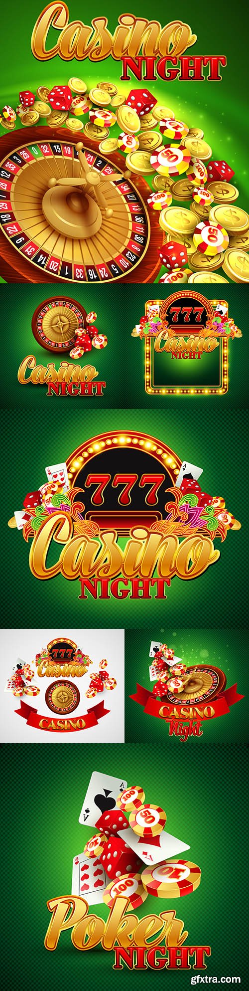 Casino background card with chips and roulette illustration 
