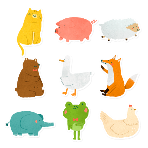 Hand drawn animal stickers collection transparent png - 2030849