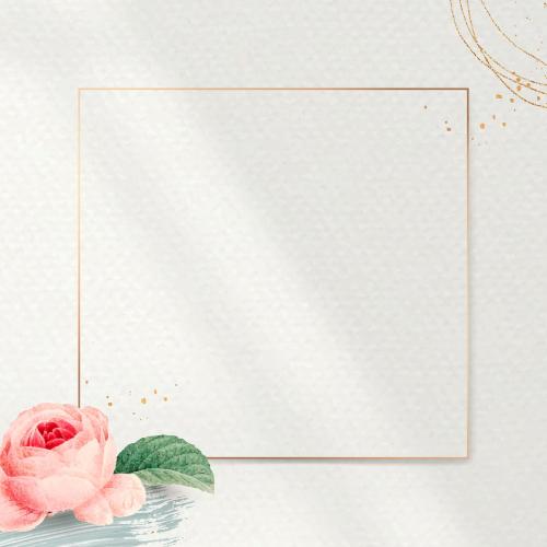 Floral square golden frame vector - 1212106