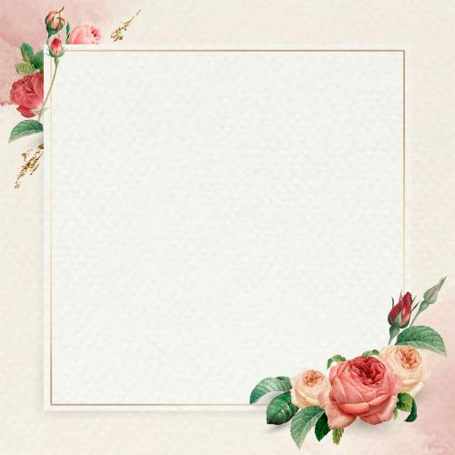 Floral square golden frame vector - 1212154