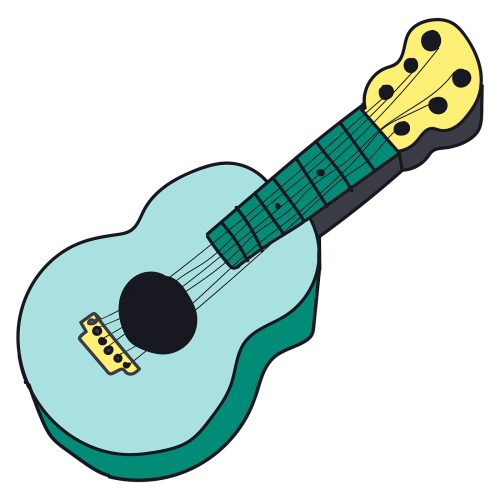 Hand drawn cute guitar sticker transparent png - 2033659