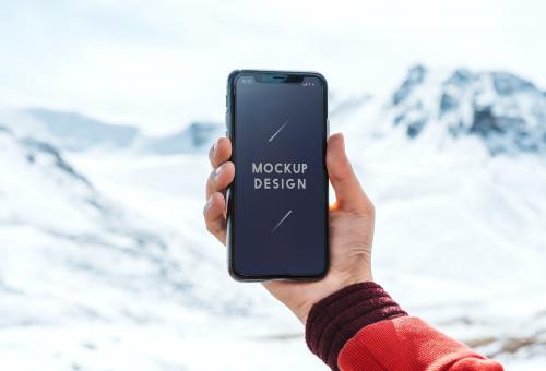 Mobile phone mockup design by the Himalaya mountains - 532130