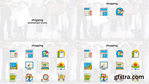 me14680804-shopping-flat-animated-icons-montage-poster