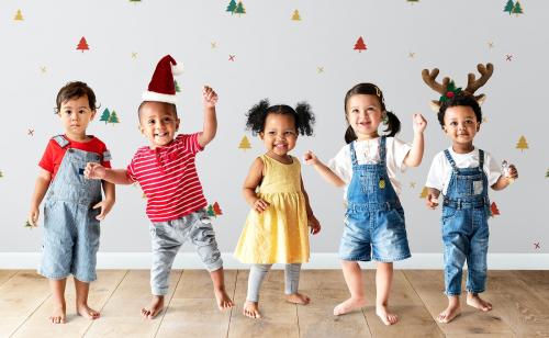 Cute diverse toddlers dancing and having fun - 536015