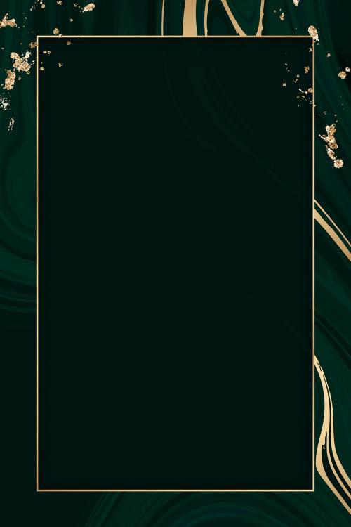 Rectangle gold frame on a black fluid patterned background vector - 1216863