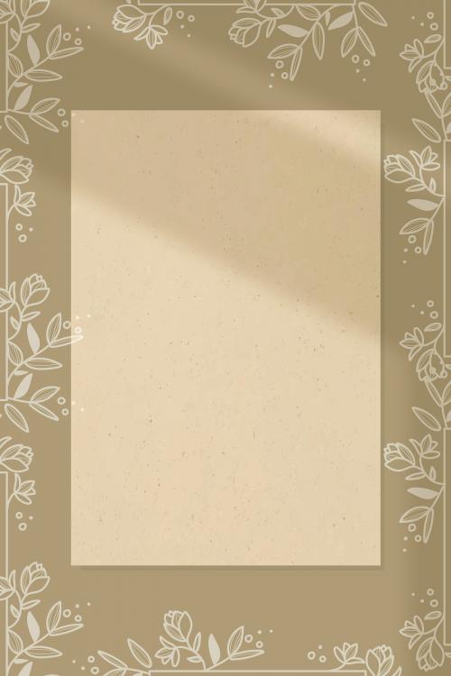 Beige rectangle floral frame vector - 1217474