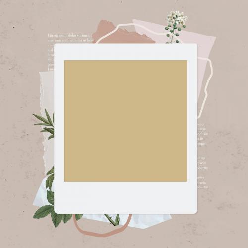 Blank collage photo frame template on beige background vector - 1217654