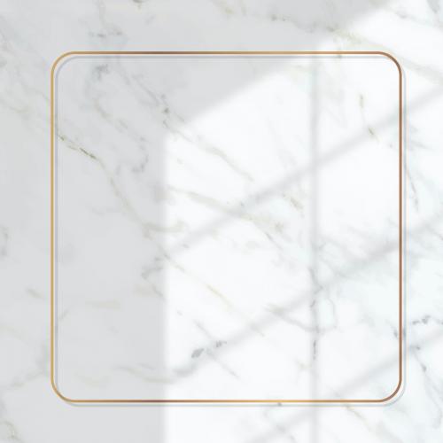 Square gold frame with window shadow on white marble background vector - 1217771