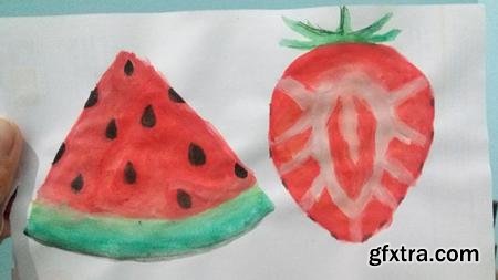 Painting fruit illustration with watercolors in less than 1