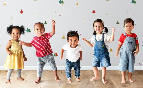 Cute diverse toddlers dancing and having fun - 536123