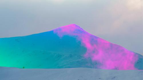 Snowy mountain with a neon effect filter - 2225215